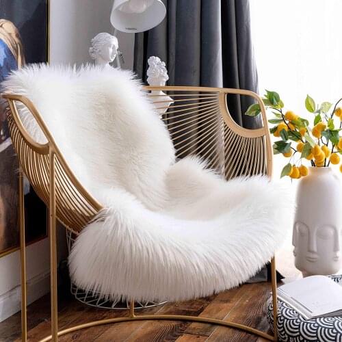 Faux Fur Sheepskin Rugs Luxury Fluffy Rug Shaggy Home Decor Rug Chair Cover Seat Pad Couch Pad Area Carpet Fuzzy Throw Rug