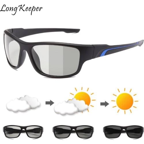 Color Change Matte Frame Photochromic Polarized Sunglasses Men Square Classic Chameleon Glaases Transition Lens Eyewear