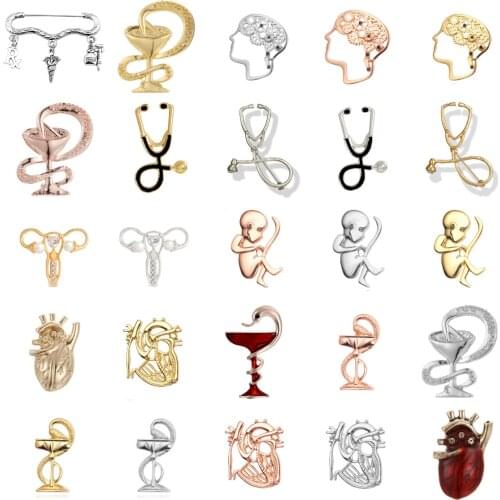 Fashion Doctors Badge Enamel Pin Microscope Stethoscope Brain Lung Helicopter Brooch Nurse Medical Symbol Women Gift Jewelry
