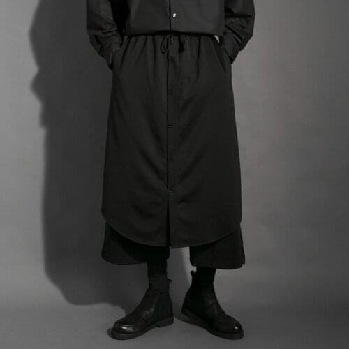 Dark trend brand Yamamoto style personality nightclub outfit double-layer culottes extra loose wide-leg cropped pants men