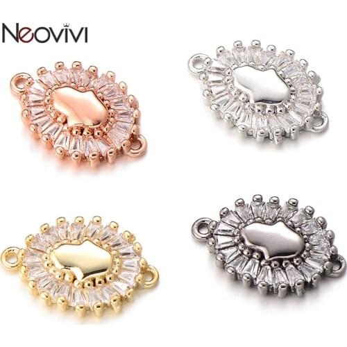 Neovivi Zircon Oval Bead Hand Charms for Jewelry Making Micro Pave CZ Charm fit Bracelets DIY Necklaces Handmade Beads Wholesale