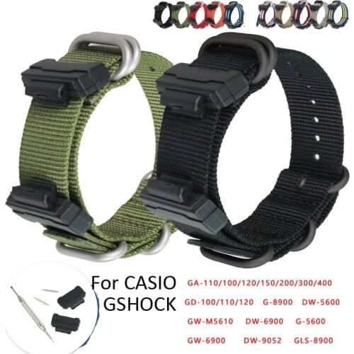 Nylon Watch Band for Casio G-SHOCK Watch Strap Wristband for Casio GSHOCK GA GD G GW DW GLS 5600 110 with Tools and Connector