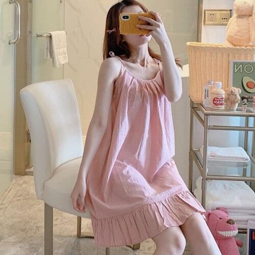 2020 New Maternity Clothes Womens Sleepwear Dress Pajamas Sling Nightdress Nightgown Pregnant Women Pajamas Cotton Dress