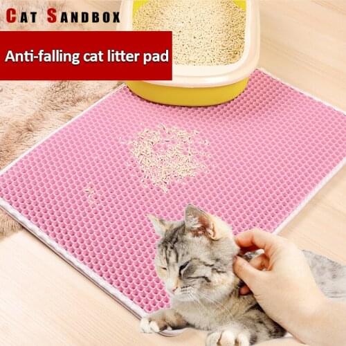 Pet Cat Litter Mat Waterproof EVA Double Layer Cat Litter Trapping Pet Litter Box Mat Clean Pad Products For Cats Accessories