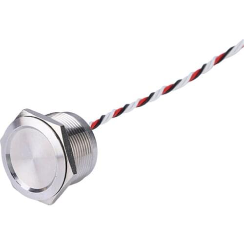 22mm Underwater Push Button Concave Head Waterproof Stainless Steel Piezoelectric IP68 Piezo Switch with AWG26 30MM Cable