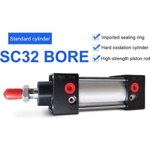 Standard Air Cylinders 32mm Bore Double Acting Pneumatic Cylinder SC 25/50/75/100/125/150/175/200/250/300/350/400/450mm Stroke
