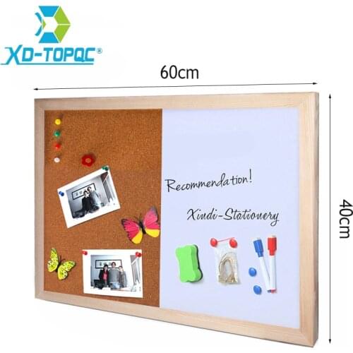 Pine Wood Combination Half Whiteboard Half Cork Board Kitchen Office Supplier 60*40cm Bullentin Message Boards Home Decorative