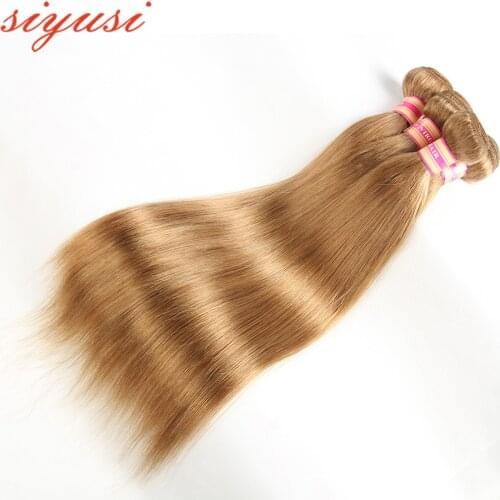 Color 27 Honey Blonde Peruvian Straight Hair Bundles 100% Peruvian Human Hair Weave Extensions Siyusi Hair