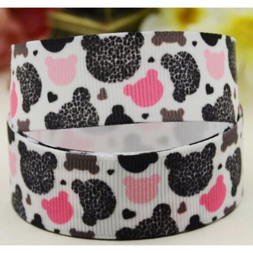 22mm 25mm 38mm 75mm Bear Cartoon pattern printed Grosgrain Ribbon party decoration 10 Yards X-04221