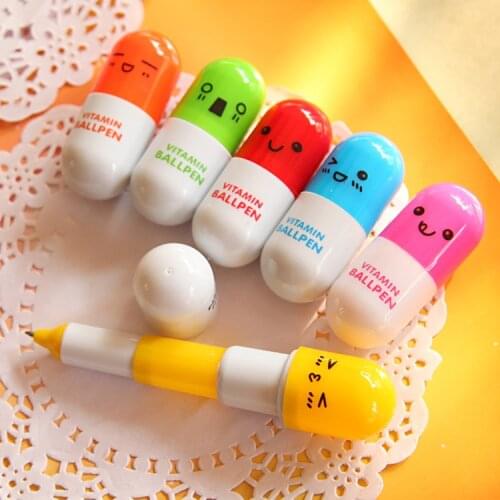 Kawaii Cute Ballpoint Pens Capsule Creative Pills Ballpen Blue Ink For Office School Writing Supplies Stationery