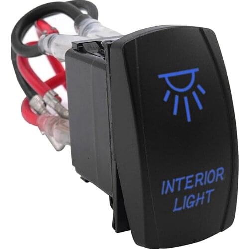 Blue LED Illuminated Rocker Switch Car INTERIOR LIGHT Rocker Push Switch Car Boat Wires Set with Wires 5-Pin 12V 20A