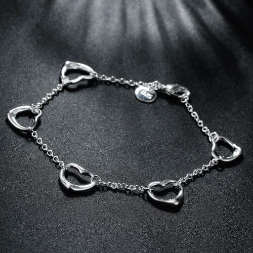 Special offer Fashion 925 sterling silver Bracelet for woman five heart chain fine Luxury jewelry Wedding party beautiful gifts