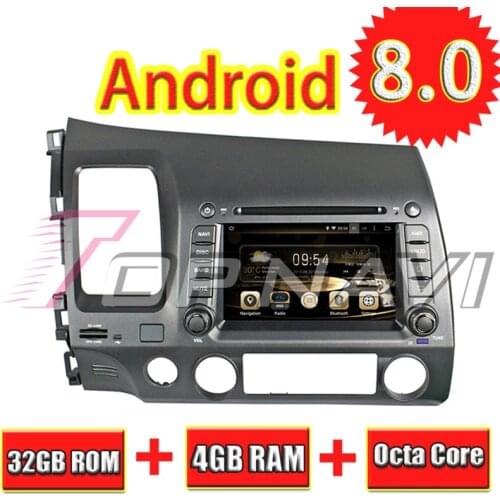 TOPNAVI 7" Octa Core Android 8.0 Car GPS Navigation for CIVIC left driving 2006 2007 2008 2009 2010 2011 For Honda Car DVD Radio