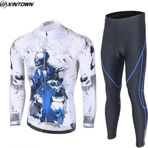 XINTOWN Team White Pro Bicycle Winter Ropa Ciclismo Clothing Set Mens Long Sleeve Cycling Jersey Gel Pad Bib Pants Suits S-XXXL