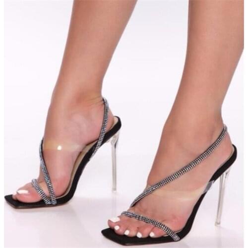 Runway Style Glitter Rhinestones Women Pumps Fashion Crystal Diamond Bowknot Party Shoes Transparent Pointed Toe Heels