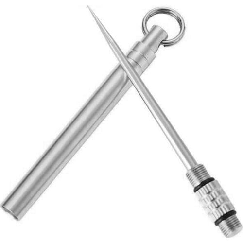 Toothpick Metal Travel Toothpick Portable Fruit Fork Tooth Cleaning Accessories with Holder Outdoor Camping Tool