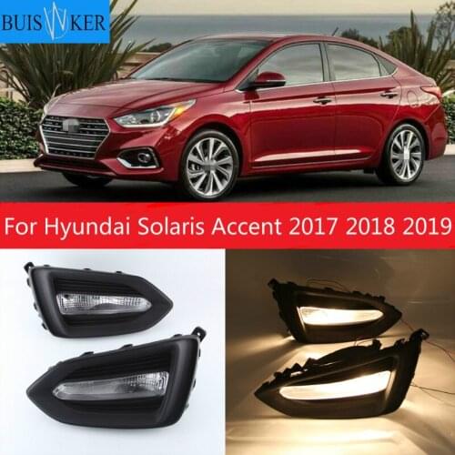 1 Pair For Hyundai Solaris Accent 2017 2018 2019 Car DRL Lamp Waterproof LED Daytime Running Light Fog lamp cover