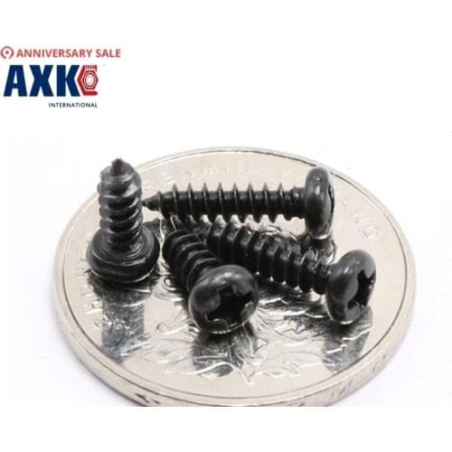 1000pcs M1.7*3/4/5/6/8/10/12 1.7mm Black Micro Electronic Screw Cross Recessed Phillips Round Pan Head Self Tapping