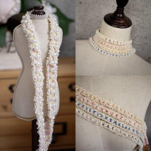 2meter beaded lace pearl lace accessories DIY jacket sleeve collar handmade decorative lace band