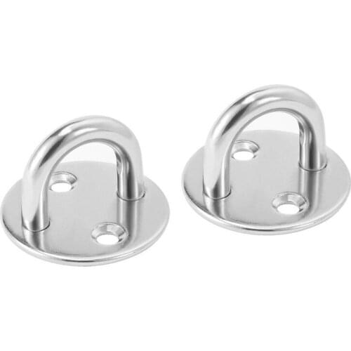2Pcs 304 Stainless Steel 8Mm Thick Ring Round Sail Shade Pad Eye Plate Boat Rigging