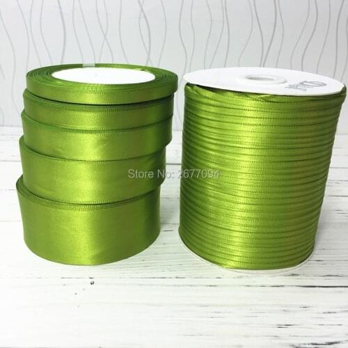 25Yards L.Green Silk Satin Ribbon 25mm Wedding Party Decoration Gift Wrapping Christmas New Year Apparel Sewing Ribbon Material