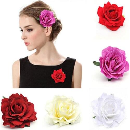 80% Hot Sale Women Sweet Big Rose Blossom Flower Wedding Bridal Hair Clip Hairpin Brooch Pin Beautiful Hair Accessory For Party
