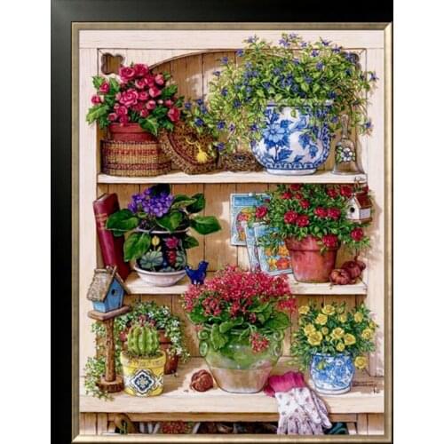 New Diamond mosaic full diamond embroidery beads Flower Vase bonsai book floral diamonds cross stitch painting inlay handwork