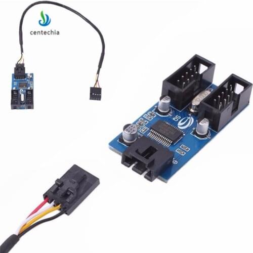 Centechia 1 PCS Motherboard USB 2.0 9Pin 1 to 4 Splitter Extension PCB Chipset PC Case Internal Enhanced Extender gadget JSX