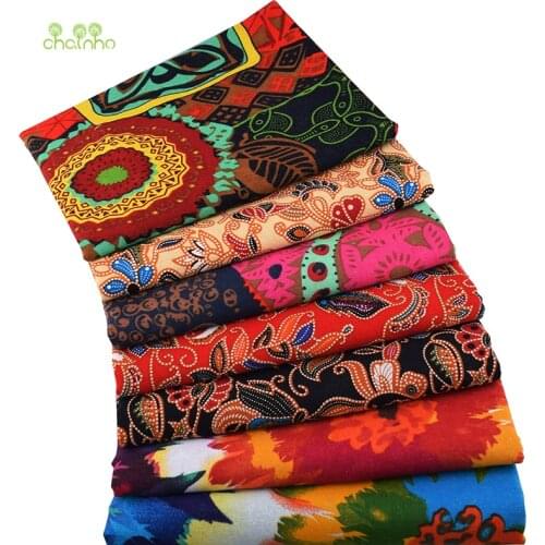 Chainho,Bright Colors,Printed Cotton Linen Fabric For DIY Quilting & Sewing Sofa,Table Cloth,Curtain,Bag,Cushion Material,50x145
