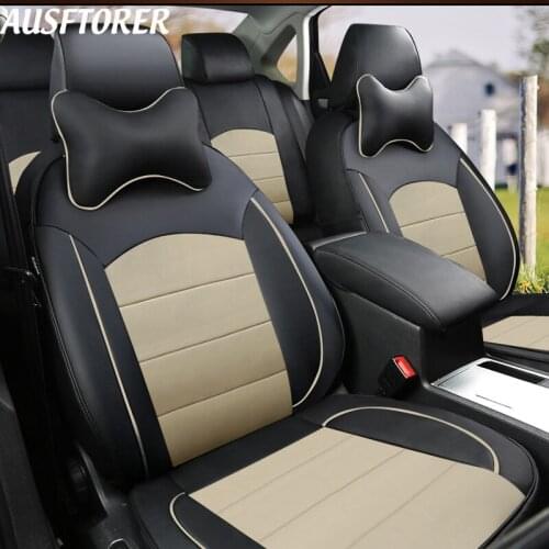 AUSFTORER Custom Cowhide Cover Seat for Hyundai Matrix 2008 Seat Cover Support Genuine Leather 5 Seats Cushion Accessories 15PCS