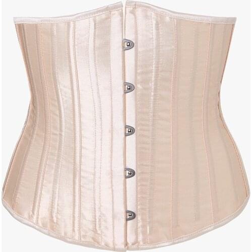 Black Apricot Corset Waist Slimming Cincher 26 Steel Boned Satin Gorset Gothic Corselet Underbust Korse Outwear Sexy Korset Hot