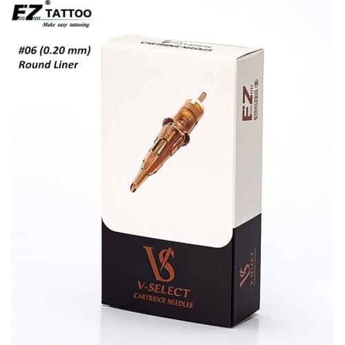 EZ V System Cartridge Tattoo Needles #06 (0.18 MM) Round Liner for Tattoo & Permanent Makeup 20 PCS/Box