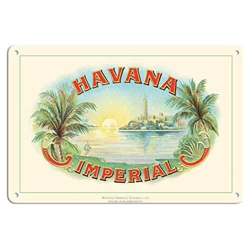 Havana Imperial Cigars - Cigar Box Label c.1910 Metal Tin Sign