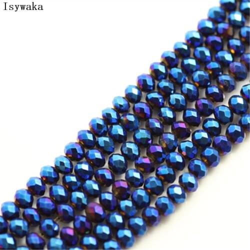 Isywaka Shining Blue Color 1800pcs 2mm Rondelle Austria faceted Crystal Glass Beads Loose Spacer Round Beads for Jewelry Making