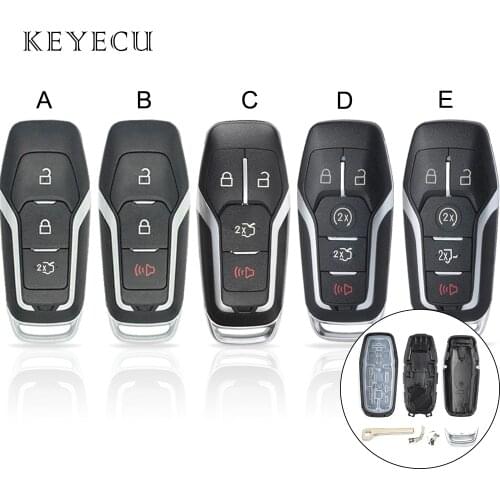 Keyecu Uncut Remote Key Shell Case For Ford F150 F250 F350 F450 Explorer Edge Fusion Edge Mustang 3 / 4 / 5 Buttons