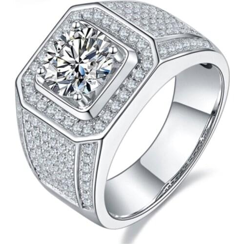 Classic 100% 925 Sterling Silver Real 3 Carats D Color Moissanite Anniversary Rings For Men High-end Party Fine Jewelry Gift
