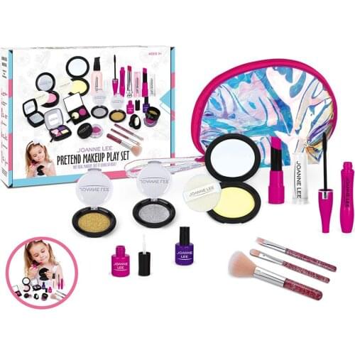 Pretend Makeup Kit Toys Safe & Non-Toxic Kids Cosmetic First Make Up Pretend Toy Set for Little Princess Play Dress Up