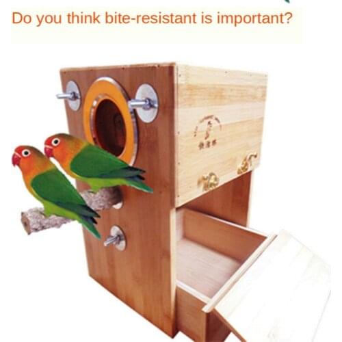 Box Vertical Peony Anti-Bite Bird Nest Anti-Gnawing Nest Box Tiger Skin Solid Wood Breeding Box Incubator