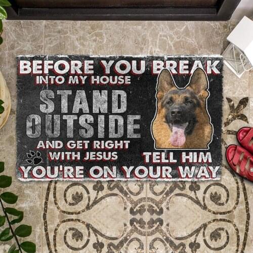 German Shepherd Before You Break Into My House Doormat Decor Print Animal Dog Floor Door Mat Non-Slip 3D Soft Flannel Carpet
