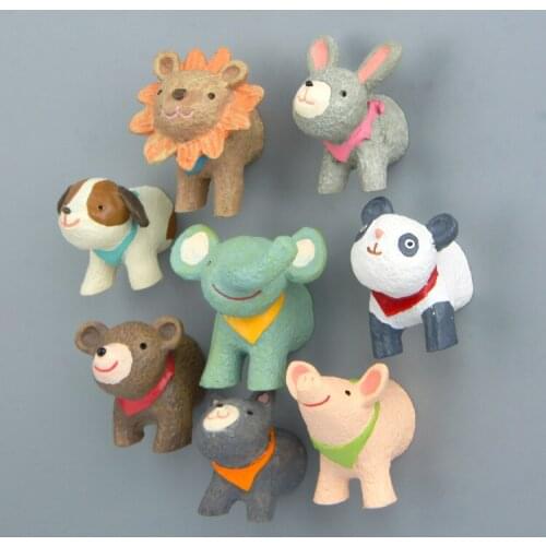 8pcs/set Head-shaped Rabbit Lion Puppy Elephant Piggy 3D Animal Magnetic Refrigerator Magnet Stickers Kids Action Figure Toys