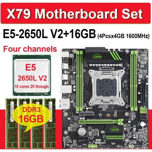JINGSHA X79 chipset motherboard combos E5 2650L V2 4pcs x 4GB = 16GB 1600MHz DDR3 ECC REG memoria ATX USB3.0 SATA3 NVME M.2
