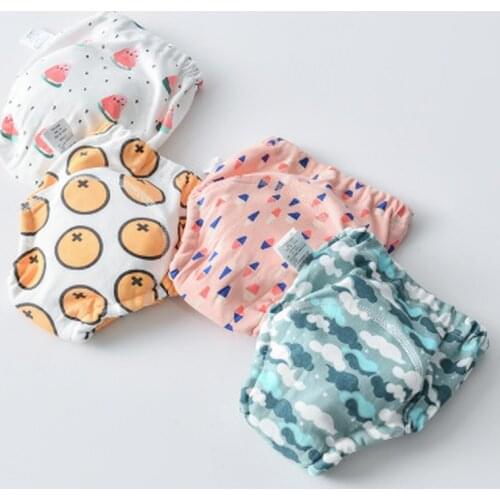 Baby Cotton Training Pants Panties Baby Diapers Reusable Cloth Diaper Nappies Washable Infants Children Underwear Nappy Changing