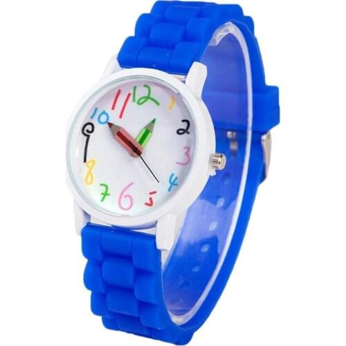 Fashion Children Kids Arabic Numerals Pencil Analog Display Quartz Wrist Watch