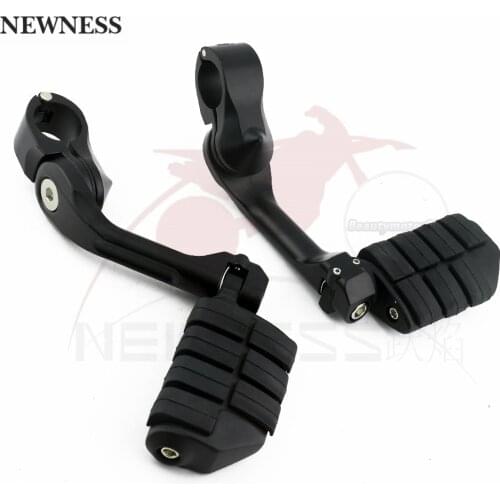 Motorcycle 1-1/4" Highway Engine Guard Matte Black Foot Pegs Mount For Harley Dyna Fat Bob Softail Sportster XL 1200 883
