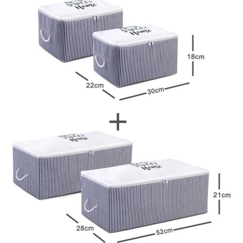 Navy blue Striped Printed Storage Bag Set 4 Pcs