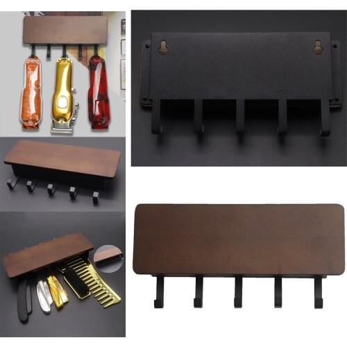 Wall-Mounted Hair Clipper Storage Rack Tray Wooden Hair Clipper Storage Rack Organizer Tool for Barber Shop Clips Salon