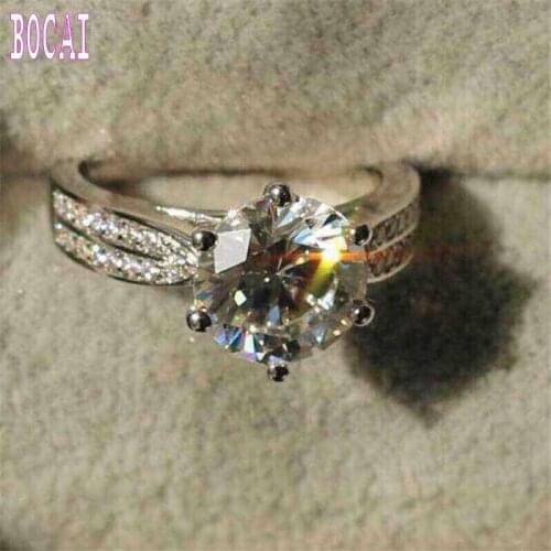 2019 new 925 sterling silver jewelry micro-inlaid zircon ring six-claw silver ring, wedding ring womens fashion silver ring
