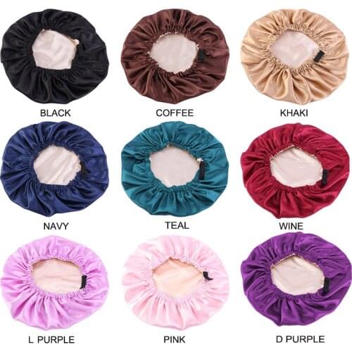 Hoe Sale Satin Hair Cap For Sleeping Invisible Flat Imitation Silk Round Haircare Women Ceremony Adjusting Button Night Hat 2021