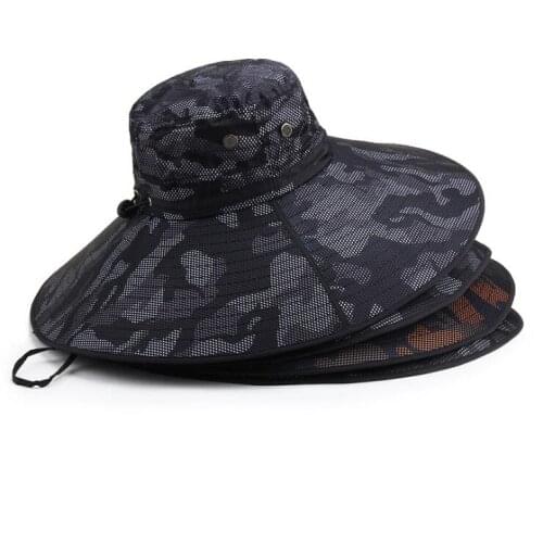 New big-brimmed sun hat fishing hat men and women summer outdoor sunscreen quick-drying camouflage fisherman cap mountaineering