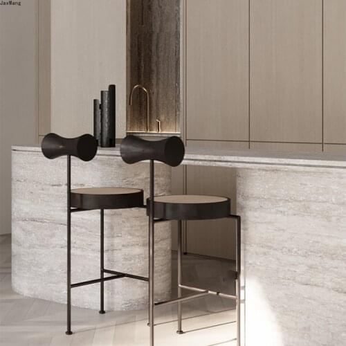 Nordic Bar Stool Customized Simple Backrest Bar Chair High Feet Stool Minimalist Modern Household Furniture Luxury Bar Stools